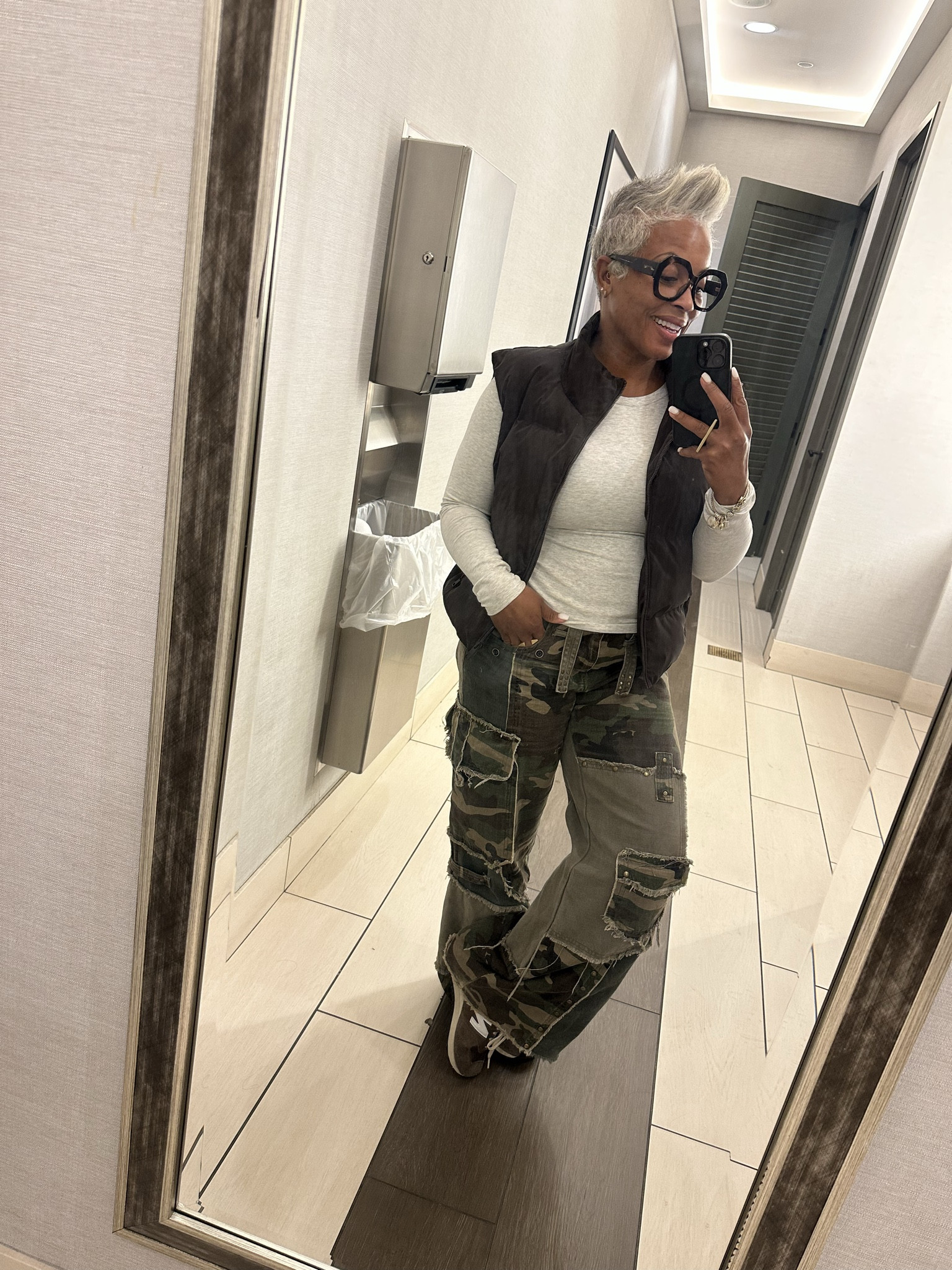 The way I keep these camouflage cargos on repeat should be studied. 😂

For sizing reference: I'm 5'2 | 150lbs | ftts | wearing a medium | size 8 shoes

Disclaimer: the pants sell quickly — grab them while they’re available!

#fashion #outfitinspo #midlifemusthave #travelinstyle #flyageless #silverhair #pixiecut #fallfashion #shorthairstyle #midlife #ootd #outfitcheck  #fashionover40 #fashionover50 #midlifejourney #xojalonda #thanksgivingoutfit #errandsfit #fallfashion #midlifemusthave

#LTKootd #LTKOver40 #LTKTravel