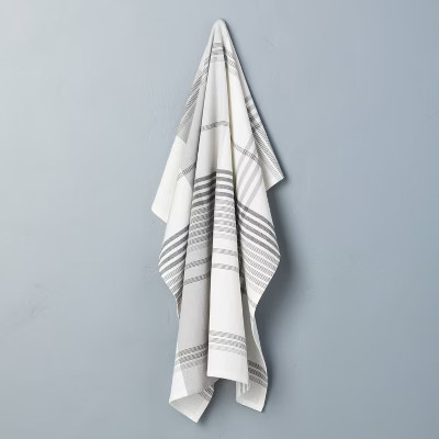Plaid Flour Sack Kitchen Towel Sour Cream/Railroad Gray - Hearth & Hand™ with Magnolia | Target