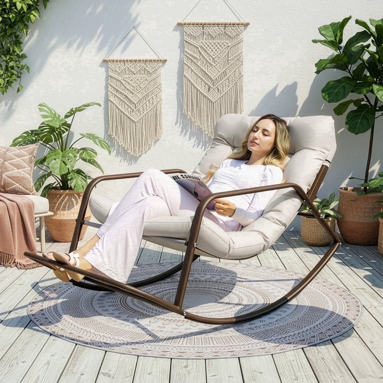 RADIATA Oversize Rocking Chair with Cushion & Footrest, Indoor Outdoor Rocking Chair Recliner, 40... | Walmart (US)