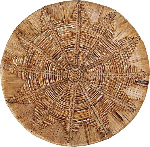 Bloomingville 27.5" Round Handwoven Banana Bark & Water Hyacinth Basket Décor Wall Decor, Beige | Amazon (US)