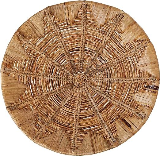 Bloomingville 27.5" Round Handwoven Banana Bark & Water Hyacinth Basket Décor Wall Decor, Beige | Amazon (US)