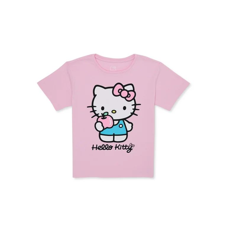 Sanrio Hello Kitty Girls Crew Neck Graphic Tee with Short Sleeves, Sizes 4-16 | Walmart (US)