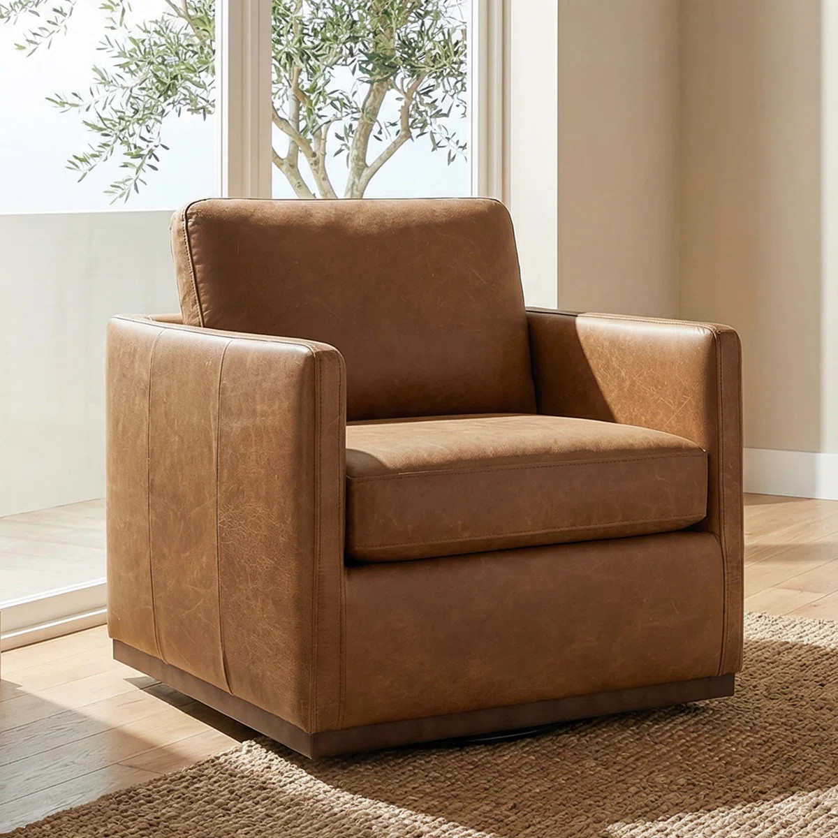 Bobbi Genuine Leather Swivel Chair | Joss & Main