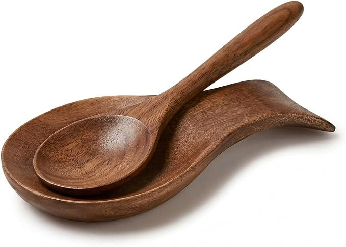 Wood Spoon Rest for Stove Top, Bamboo Spoon Holder for Kitchen Countertop Wood Spatula Rest, Coun... | Amazon (US)