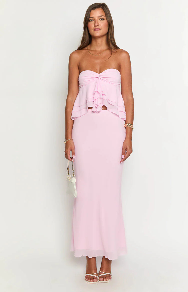 Myrna Pink Maxi Skirt | Beginning Boutique | Beginning Boutique (US)