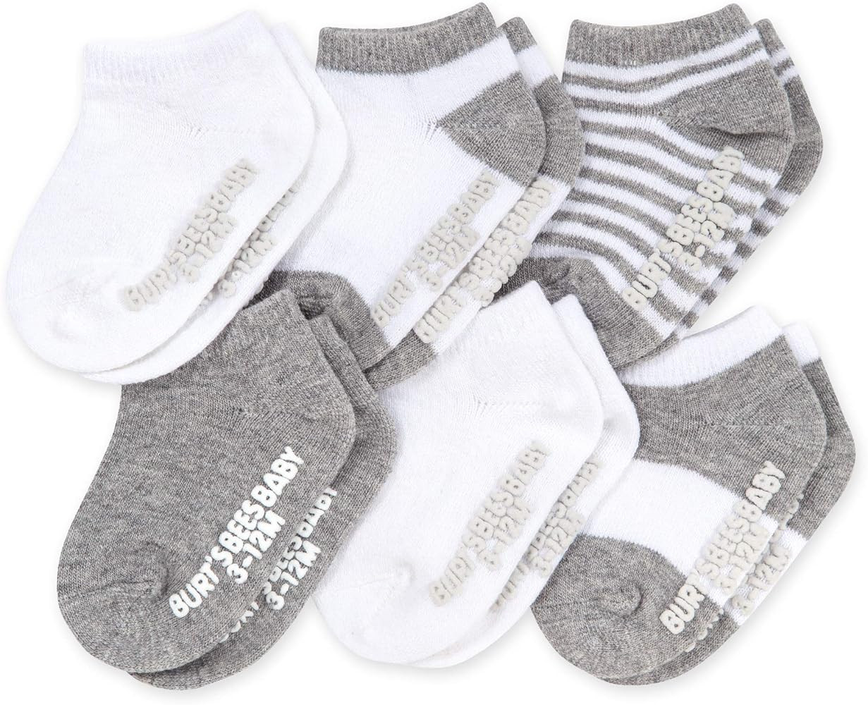 Burt's Bees Baby Baby Socks, 6-Pack Ankle Or Crew with Non-Slip Grips, Made with Organic Cotton | Amazon (US)