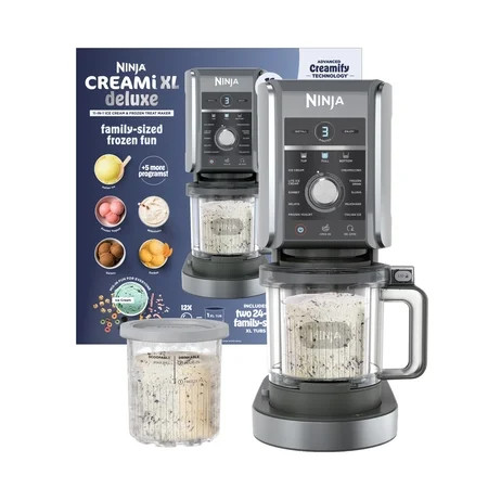 Ninja CREAMi Deluxe XL Ice Cream Maker, Sorbet, Milkshakes, Frozen Yogurt, & More, 11 One-Touch Programs, (2) 24 Oz Family-Sized Tubs & Lids, NC501 Stone Silver | Walmart (US)