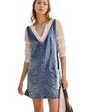 CLASETERN Overall Dress for Women Free Denim Dress People Doop Overall Dress High Roller Skirtall Pinafore Denim Jumper Dress | Amazon (US)