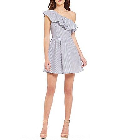 J.O.A. One-Shoulder Ruffle Fit and Flare Dress | Dillards Inc.