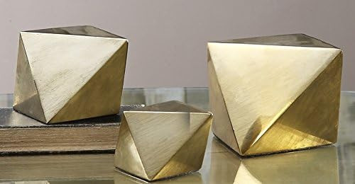 Set of 3 Antiqued Champagne Gold Rhombus Table Sculptures 8" | Amazon (US)