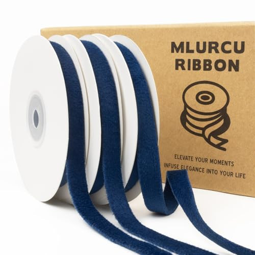 Dark Blue Velvet Ribbon - 3/8 Inch x 21Yd Vintage Thin Blue Velvet Ribbon Double Faced for Christmas Tree Ornaments, Gift Wrapping, Wedding Decoration, Wreath & Hair Bows | Amazon (US)