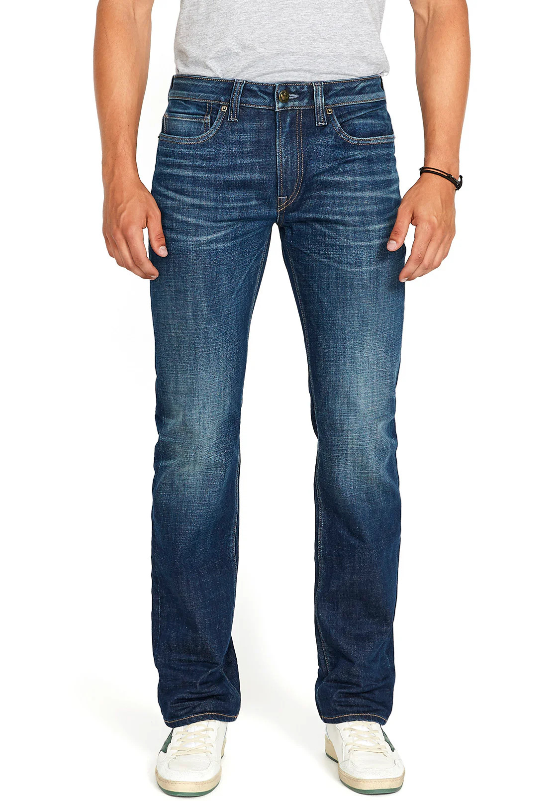 Relaxed Straight Driven Men's Jeans in Dark Blue Sanded- BM22640 | Buffalo David Bitton