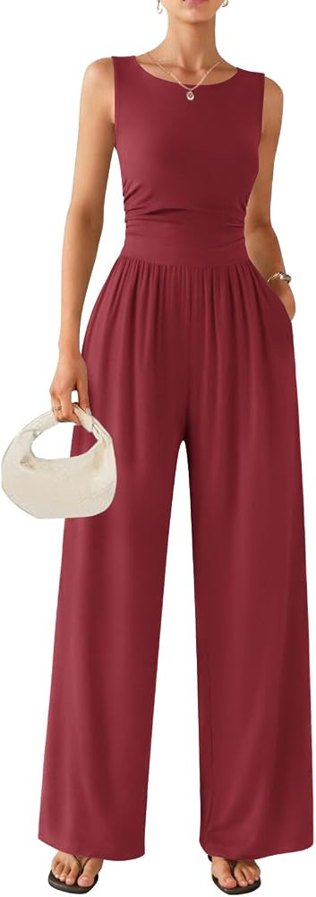 Jumpsuits for Women Casual Summer Rompers Dressy Wide Leg Vacation Outfits | Amazon (US)