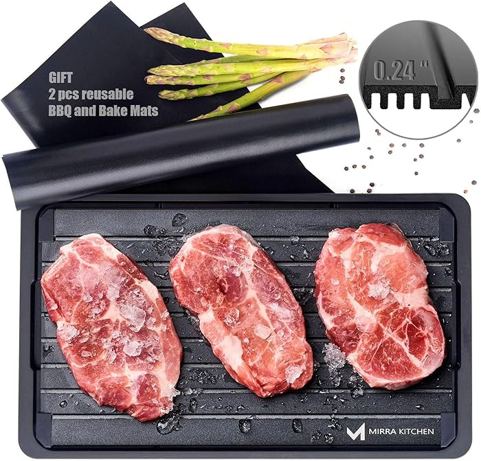 Extra Thick Fast Defrosting Tray - Dishwasher Safe Large Thawing Plate with Drip Tray Set - Non-S... | Amazon (US)