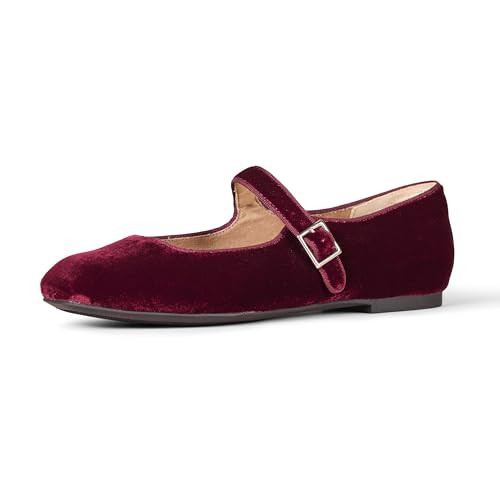 Amazon Essentials Women's Velvet Mary Jane Ballet Flat with Buckle Strap | Amazon (US)