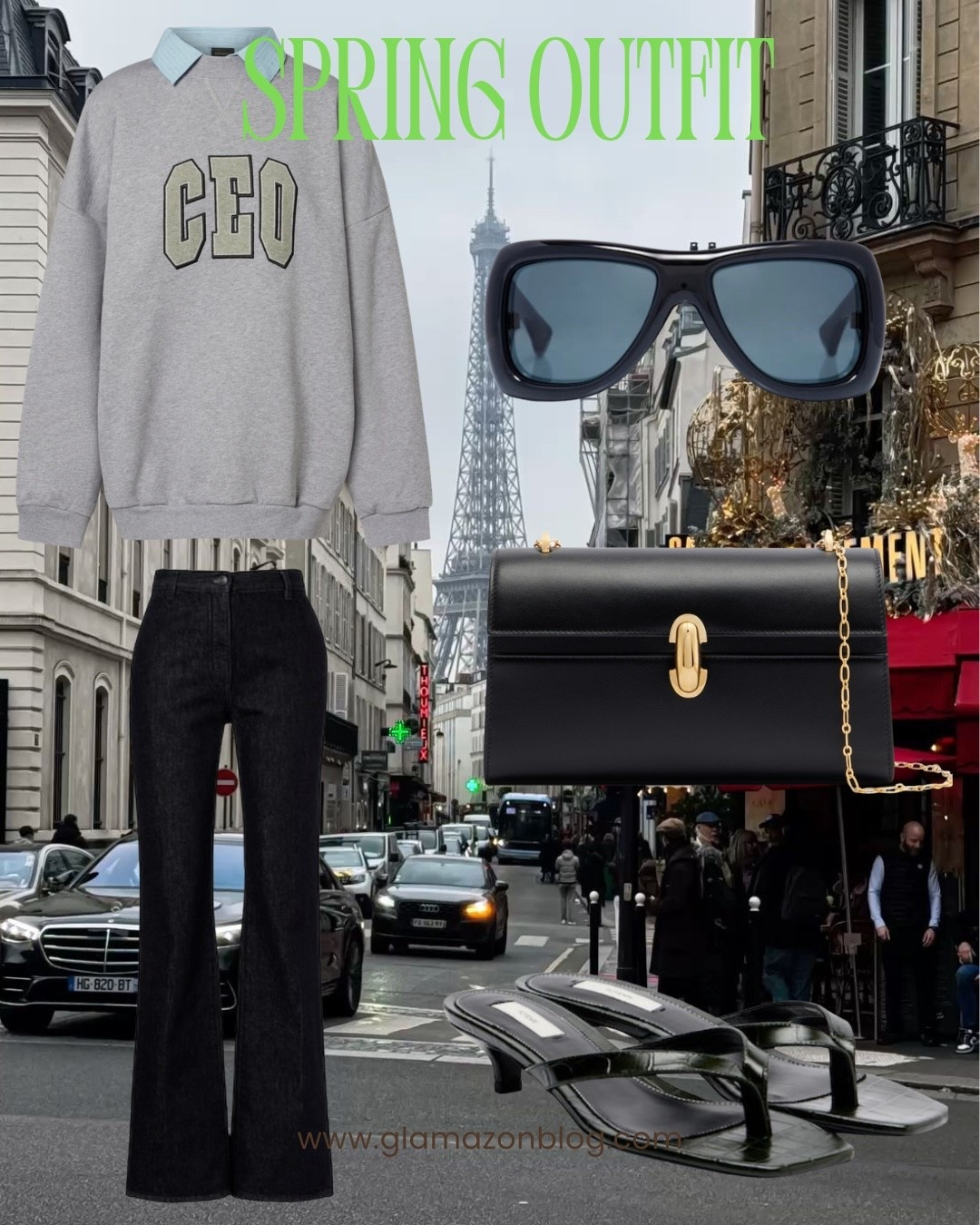 Spring outfit, sweatshirt, flared jeans, Phoebe philo jeans, savette bag, ysl sunglasses 

#LTKstyletip #LTKeurope #LTKspring