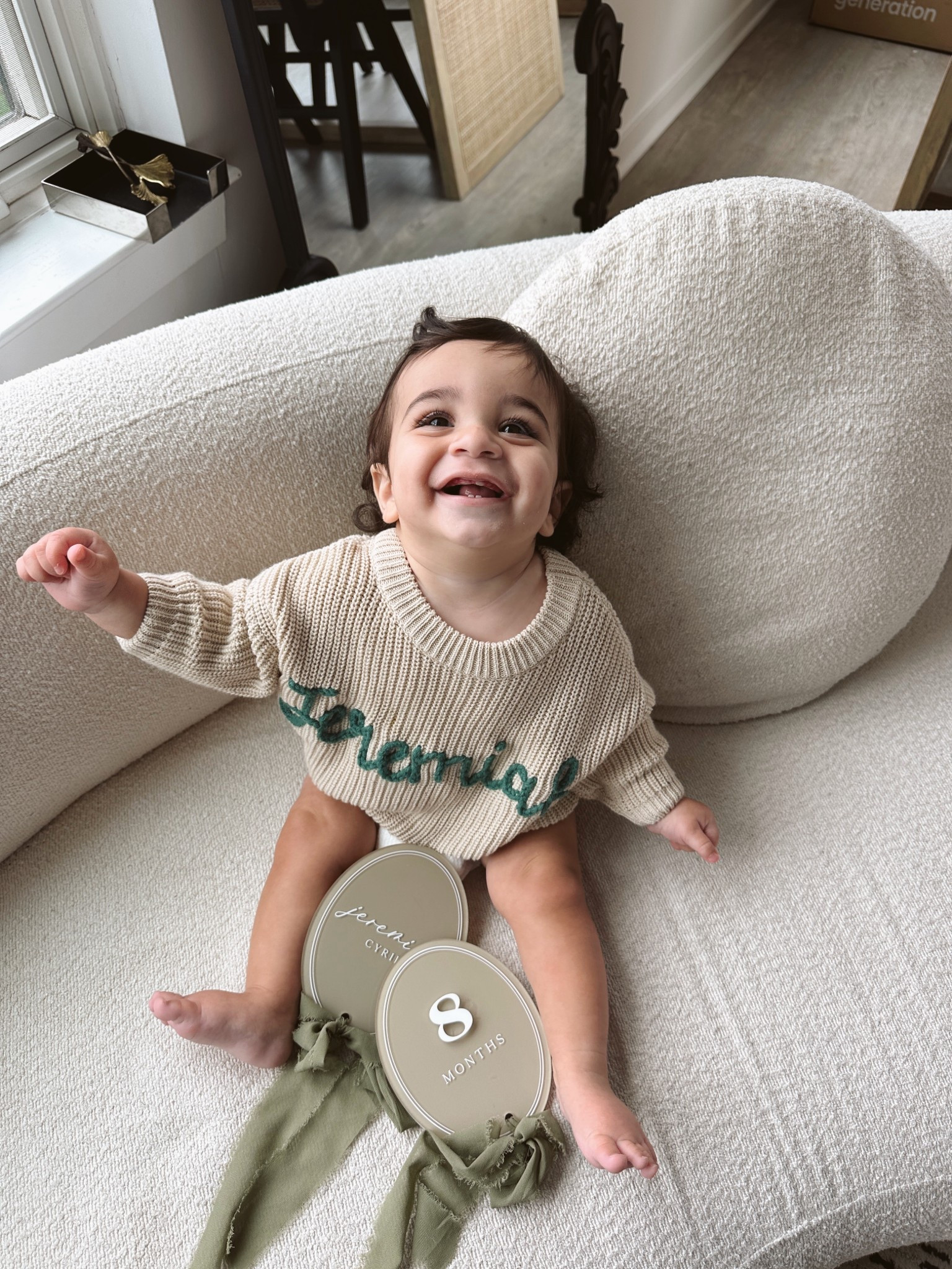 I’ve been so loving these milestone signs for Jeremiah’s monthly photos! The little ribbon detail is such a cute touch and adds the perfect aesthetic vibe!

& This gorgeous personalized knit sweater… it was so big on him in his one-month photos and now it fits just right!
#LTKBaby #LTKFinds #BabyStyle #MonthlyMilestone #PersonalizedBabyGifts #NeutralBabyStyle #BabyEssentials #BabyFashion

#LTKFindsUnder100 #LTKBaby #LTKFindsUnder50