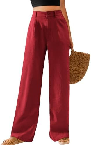 Feiersi Womens Casual Wide Leg Pants High Waisted Button Down Straight Long Trousers Palazzo Pant... | Amazon (US)