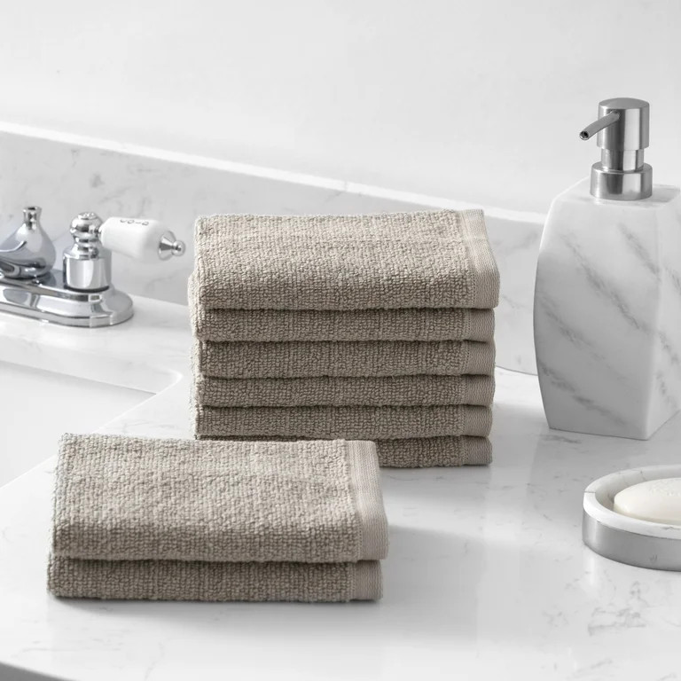 Welhome James Towel, 100% Cotton, 450 GSM, 8 Piece Set Wash, Flax | Walmart (US)