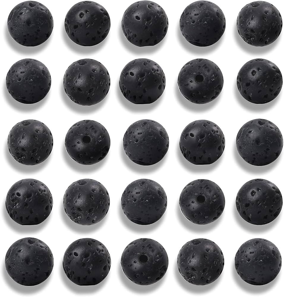 100Pcs 6mm Natural Black Volcanic Lava Gemstone Beads Round Loose Stone Beads for Jewerly Making ... | Amazon (US)