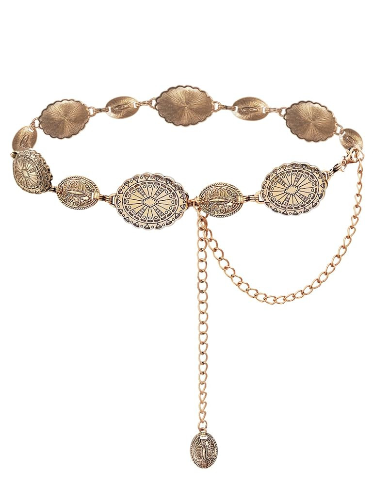 TOPACC Western Metal Concho Belt for Women Cowgirl Chain Belts for Dresses Jeans Country Concert ... | Amazon (US)