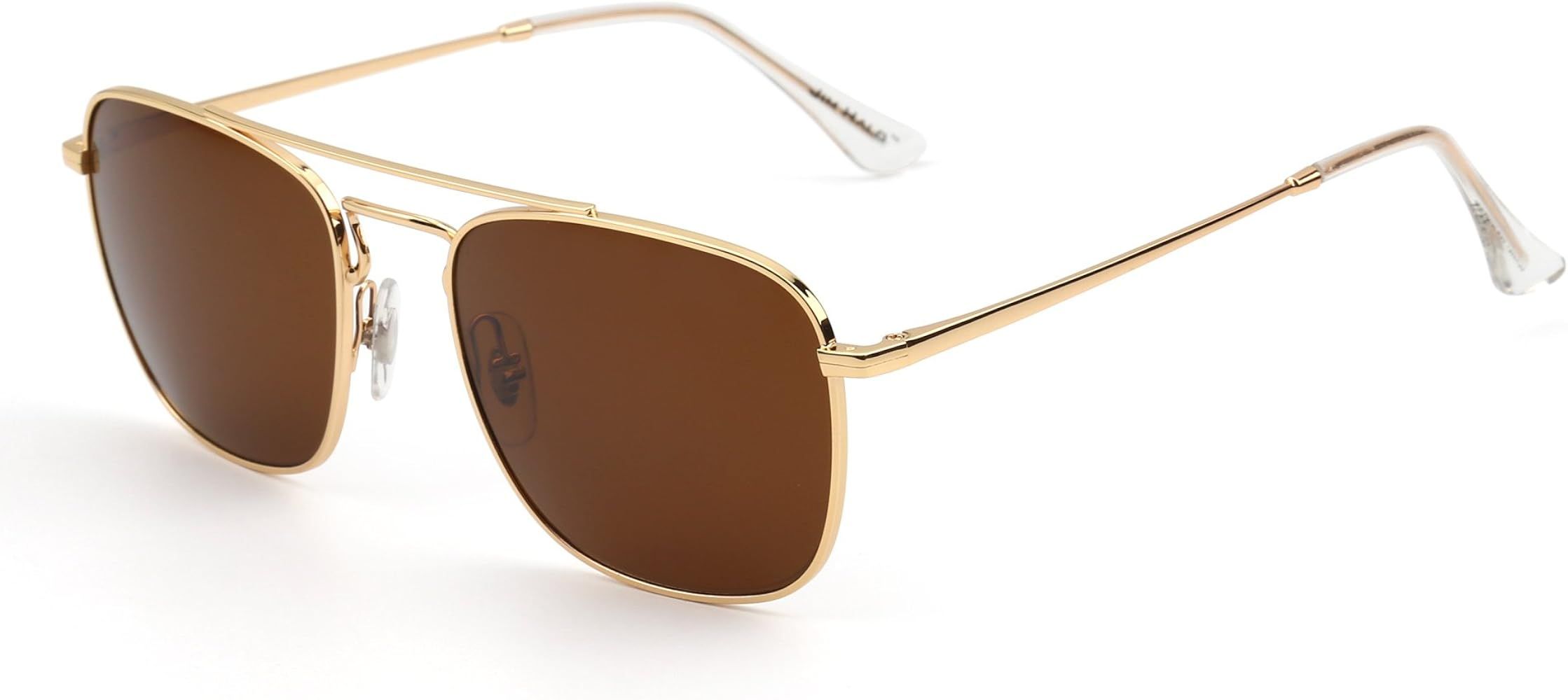 JIM HALO Retro Square Aviator Sunglasses Premium Glass Lens Flat Metal Eyewear Men Women | Amazon (US)