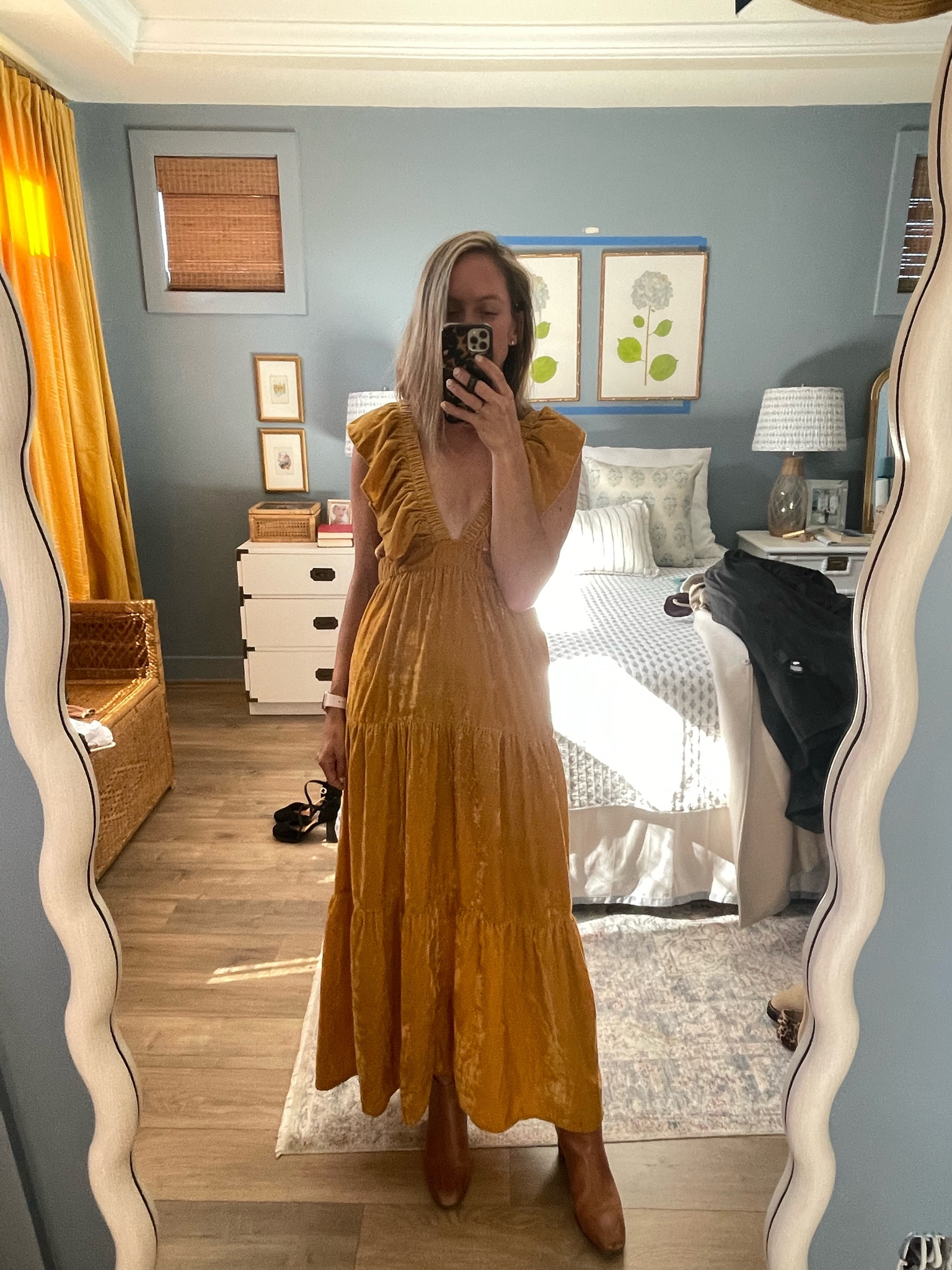 Velvet is back at Madison Mathews! Code KATIE for 10% off. I’m wearing my normal size small here and it’s a tad large in the arm pits