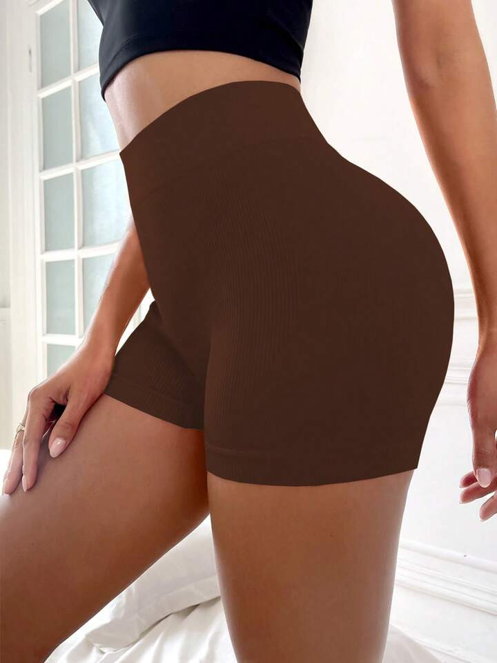 Yoga Basic Wide Waistband Sports Shorts | SHEIN