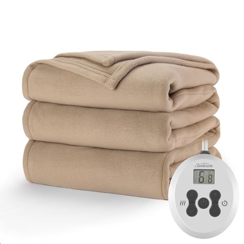 Sunbeam Royal Ultra Fleece Heated Electric Blanket Twin Size, 84" x 62", 12 Heat Settings, 12-Hou... | Amazon (US)