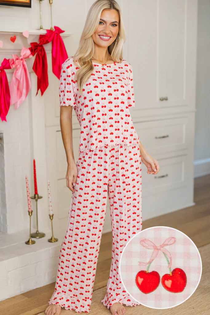 Too Sweet Blush Pink Cherries Pajama Set | The Mint Julep Boutique