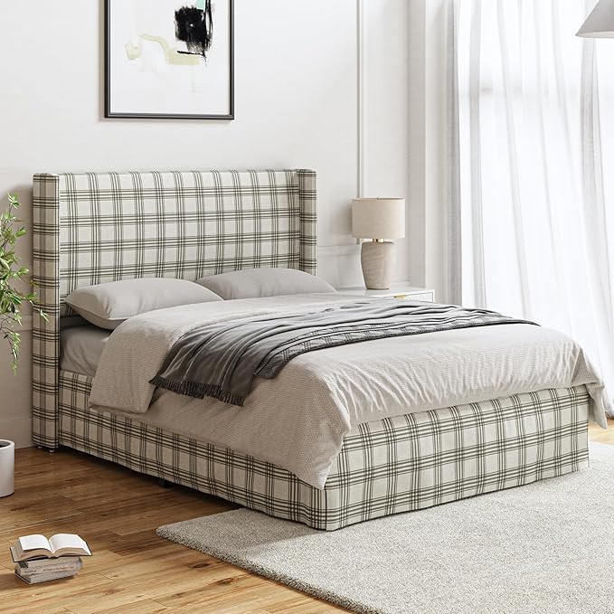 HULALA HOME Bed Frame Queen Size with Removable Slipcover,Metal Frame Bed with Machine Washable B... | Amazon (US)