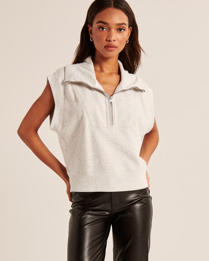 Women's Fleece Half-Zip Vest | Women's Tops | Abercrombie.com | Abercrombie & Fitch (US)