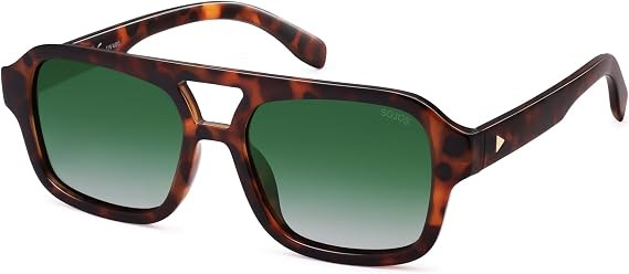 SOJOS Retro Square Polarized Aviator Sunglasses for Women Men SJ2342,Medium | Amazon (US)