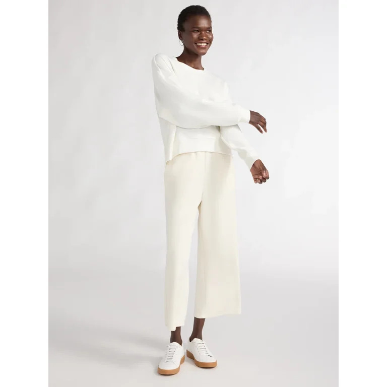 Scoop Women's Ultimate ScubaKnit Cropped Sweatshirt with Drop Sleeves, Size XS-XXL | Walmart (US)