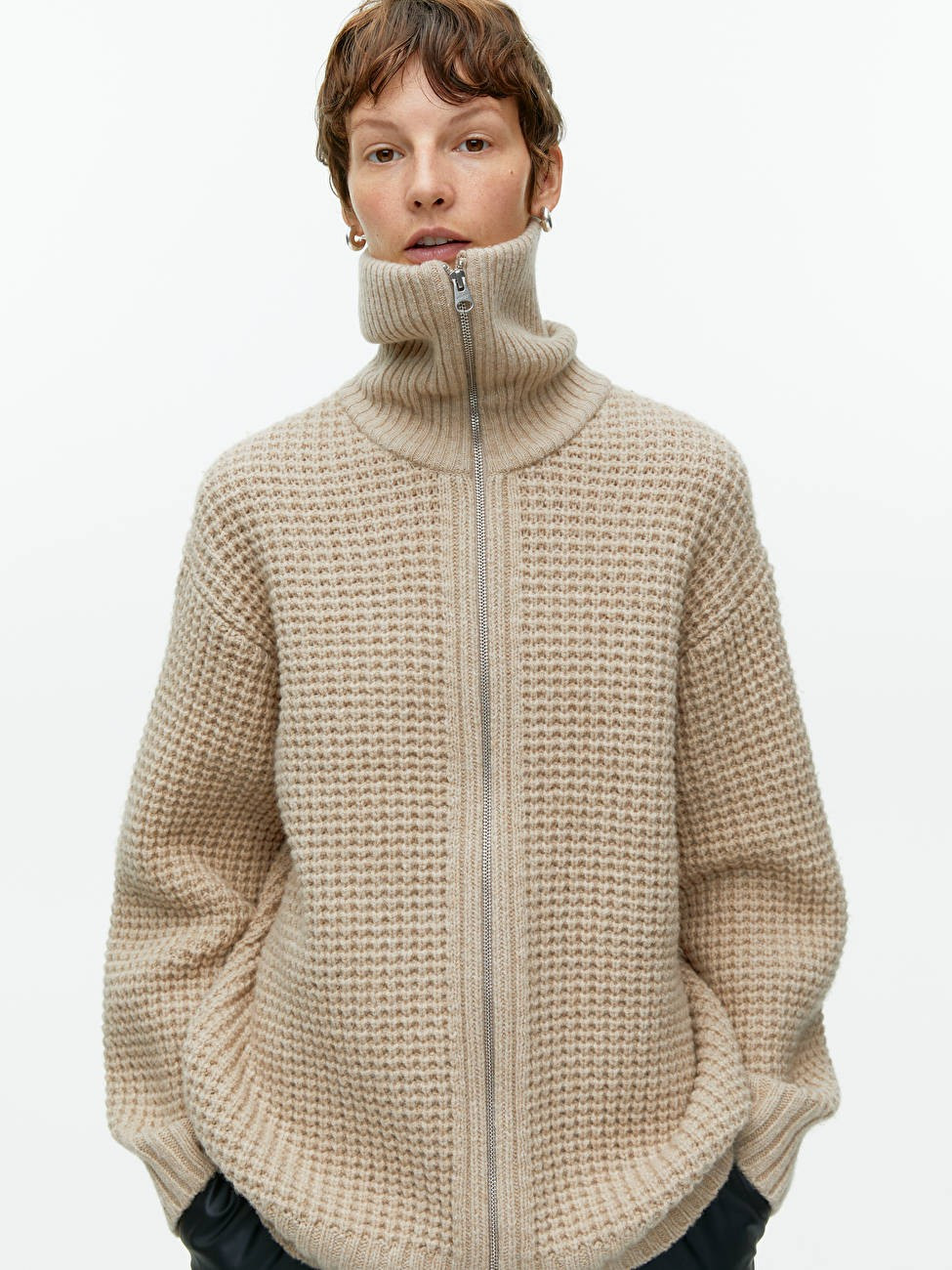 Waffle-Stitch Wool Cardigan | ARKET (US&UK)