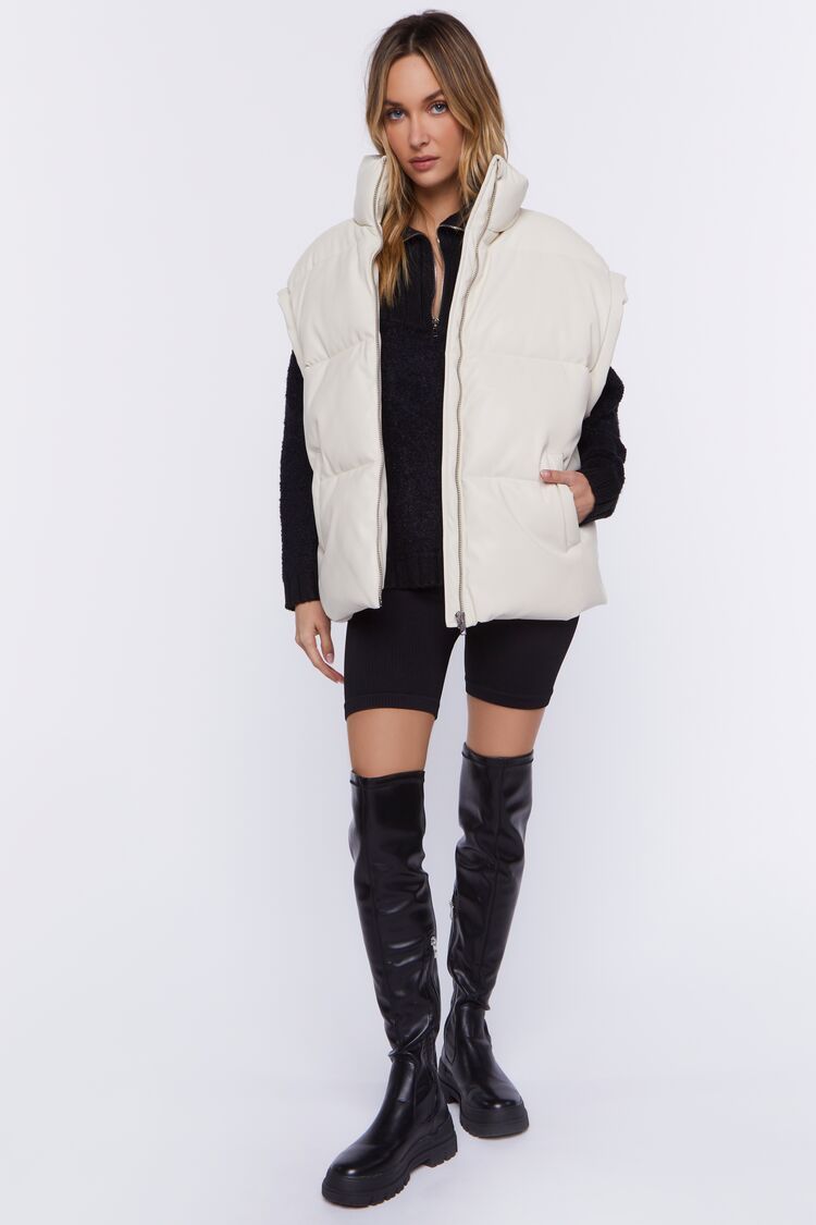 Faux Leather Zip-Up Puffer Vest | Forever 21 (US)