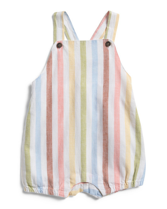 Newborn Boys Linen Blend Striped Overalls | TJ Maxx