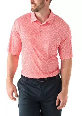 Pro Tour Men's Big & Tall Short Sleeve Angel Fish Printed Polo Shirt, Peach, 2XL | Belk