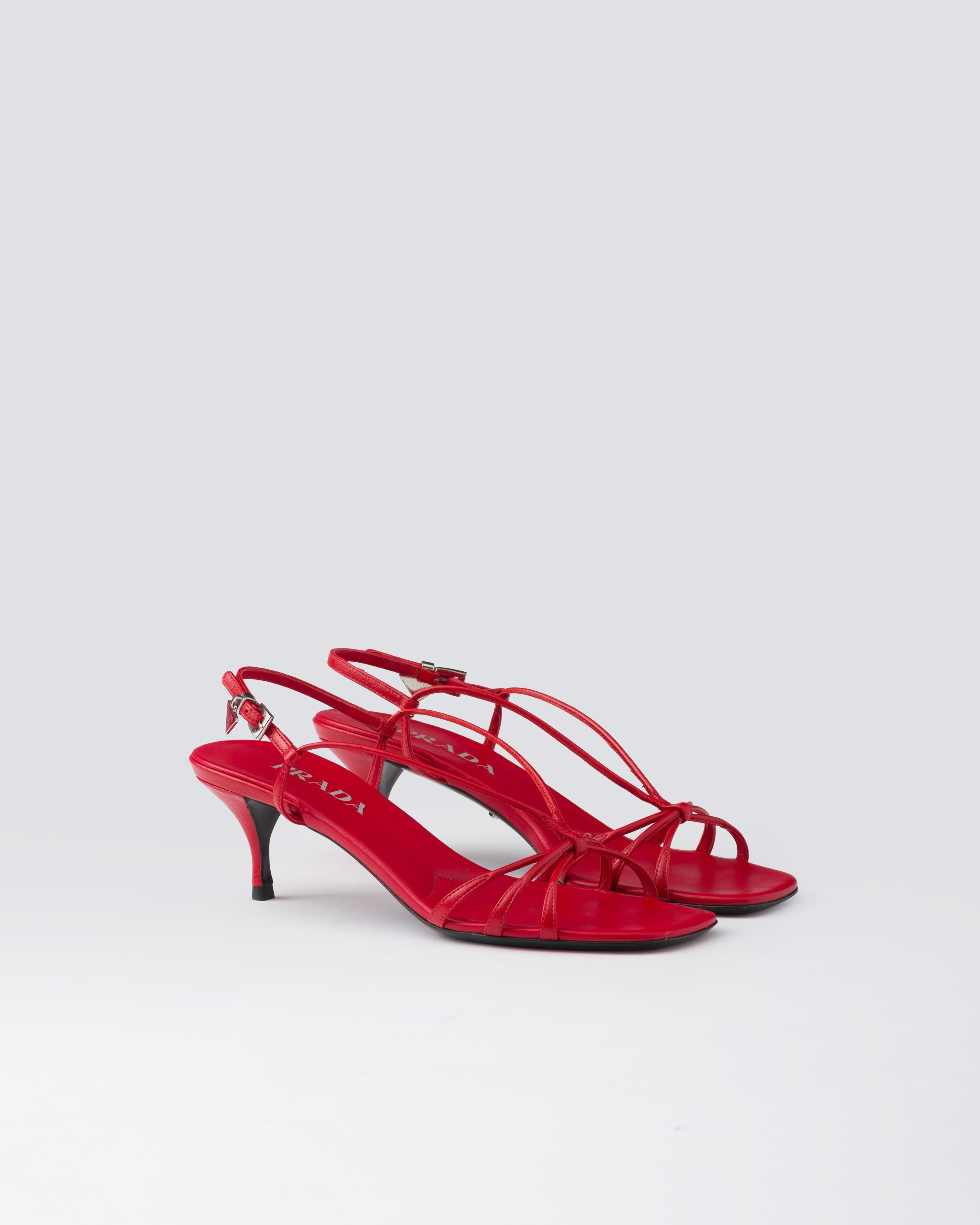 Heeled leather sandals | Prada US