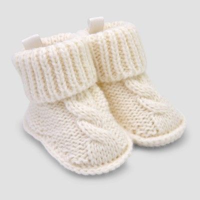 Baby Knitted Cable Slippers - Just One You® made by carter's Ivory Newborn | Target