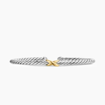 Cable Flex® X Station Bracelet in Sterling Silver with 14K Yellow Gold, 4mm | David Yurman