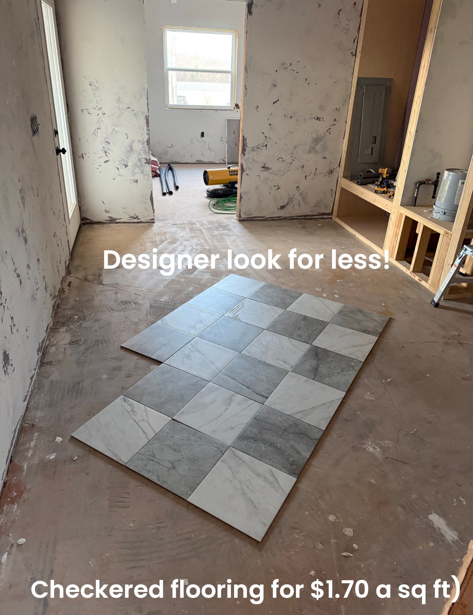 Designer look for less tile. Checkered flooring for $1.70 a square foot! I am using this for our laundry room makeover at the flip house!

#LTKHome #LTKSaleAlert