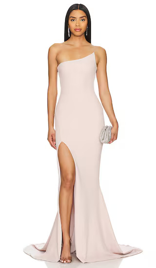 Jasmine One Shouder Gown in Nude | Revolve Clothing (Global)