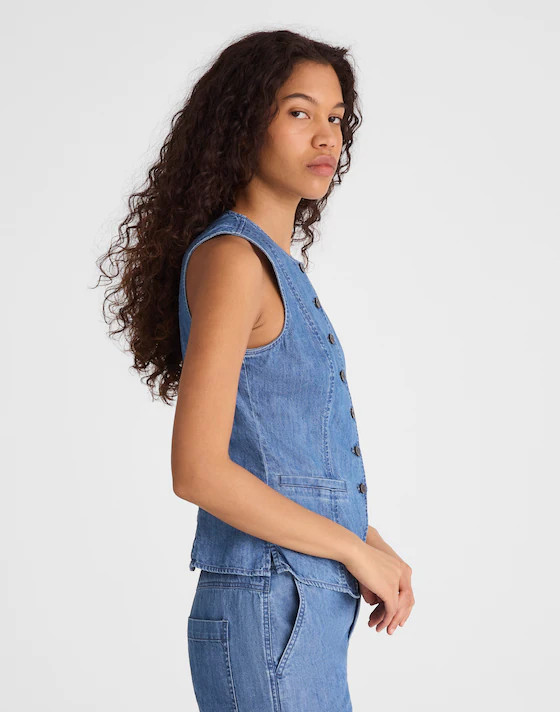 Denim Crewneck Cutaway Vest Top | Madewell