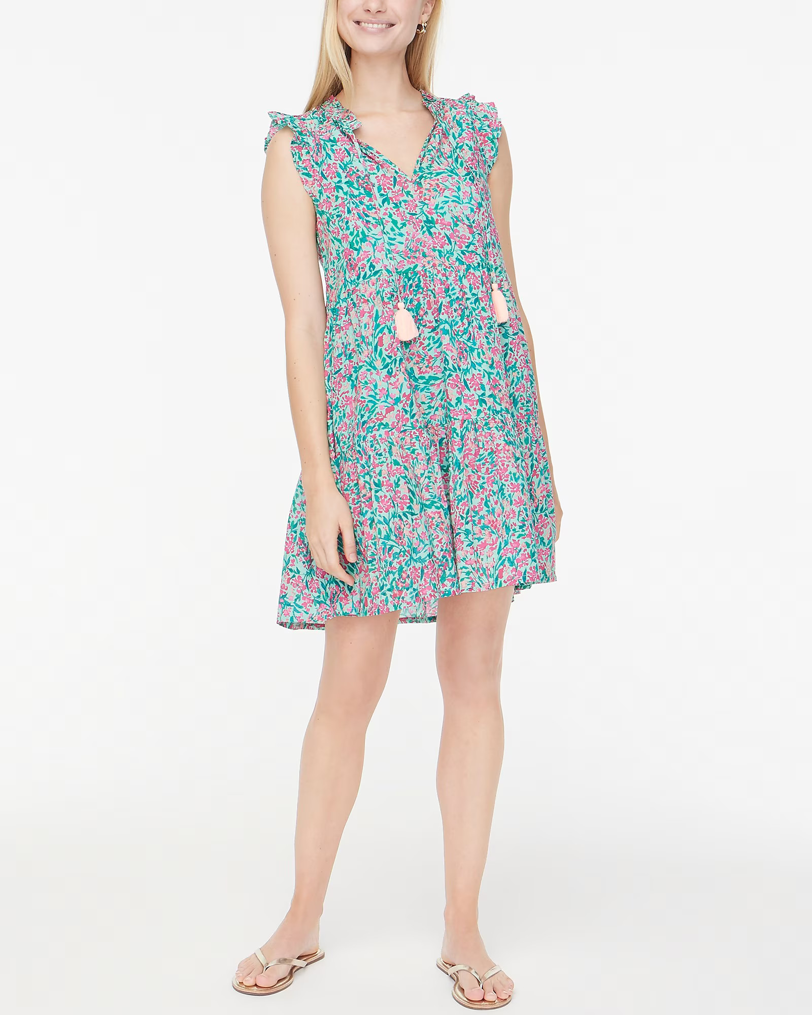 Ruffle-sleeve tiered beach dress | J.Crew Factory
