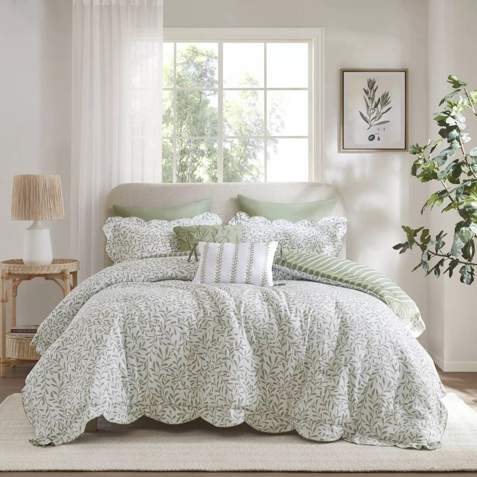 Madison Park Eamon 5-Piece Printed Reversible Comforter Set with Coordinating Throw Pillows, Sage Green | Kohl's