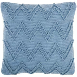 Lifestyles Ocean Blue Chevron 18 in. x 18 in. Throw Pillow | The Home Depot