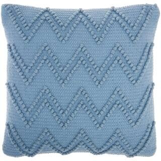 Lifestyles Ocean Blue Chevron 18 in. x 18 in. Throw Pillow | The Home Depot