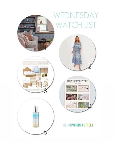 This week’s Wednesday Watch List includes favorites from the Tuckernuck sample sale (50-80% off!), some new arrival favorites from Serena & Lily (up to 35% off), some pretty Frame TV art for spring, and the tanning mist I’ve been loving lately for my face, chest and neck! Get all the details here: https://lifeonvirginiastreet.com/wednesday-watch-list-450/
.
#ltkhome #ltksalealert #ltkfindsunder50 #ltkfindsunder100 #ltkseasonal #ltkstyletip #ltkover40 #ltkmidsize #ltktravel #ltkbeauty

#LTKsalealert #LTKfindsunder50 #LTKhome