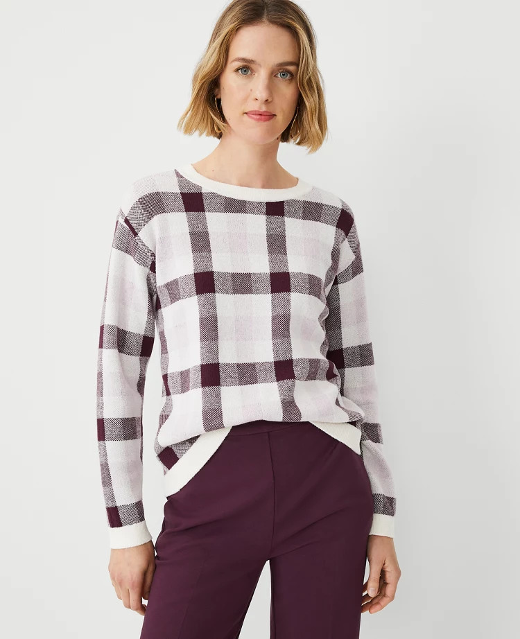 Plaid Jacquard Sweater | Ann Taylor (US)